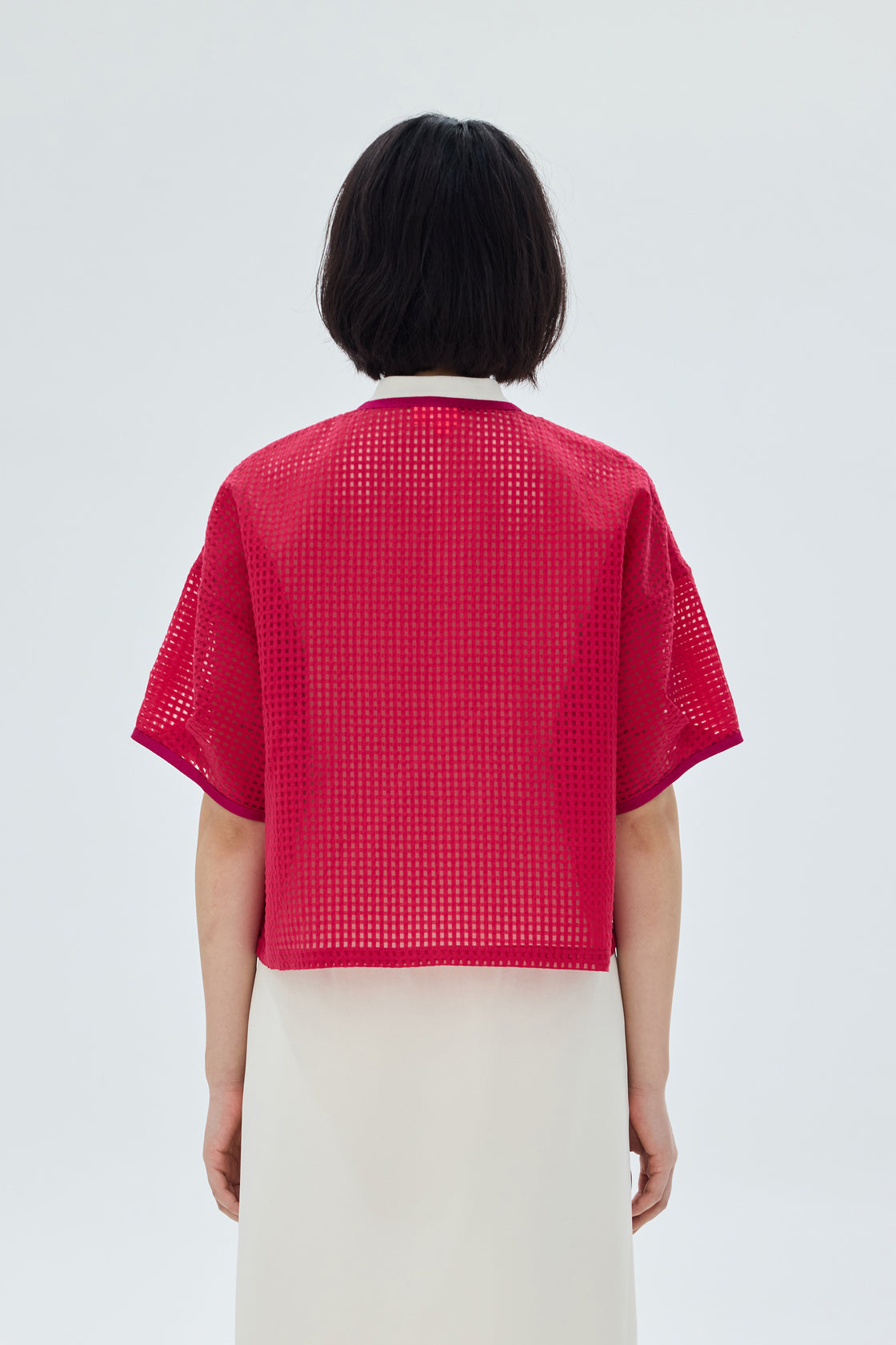 TP Baggy Pleated Slv Red Grid Organza [PRE-ORDER]