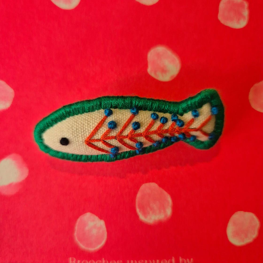 Embroidery Brooch (Green Fish)