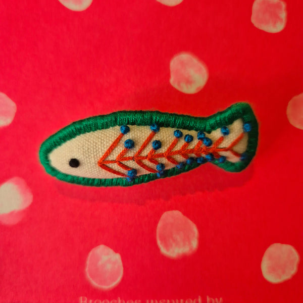 Embroidery Brooch (Green Fish)