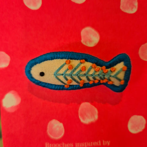 Embroidery Brooch (Blue Fish)