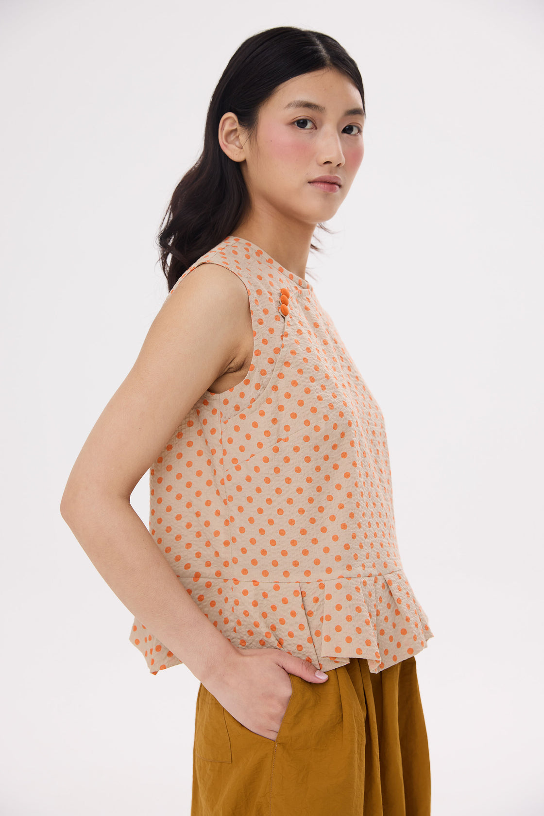 TP Uneven Hem Slvless Dots [PRE-ORDER]