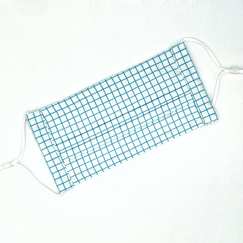 Graph Paper Blue Pleated v2 Mask
